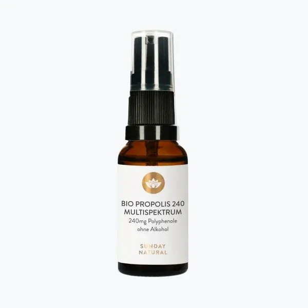 Органическая настойка прополиса для горла от Sunday Natural | Bio Propolis Multispektrum Ohne Alkohol | 20 ml