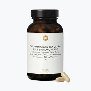 Комплекс витамина С Ultra с биофлавоноидами от Sunday Natural | Vitamin C Komplex Ultra Bioflavonoide | 100 капсул