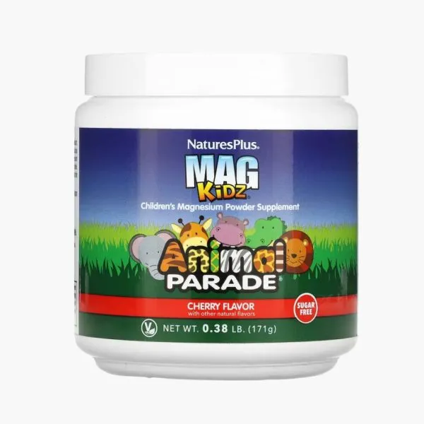 Магний для детей от Natures Plus – поддержка нервной системы | Animal Parade Children’s Magnesium Powder Cherry | 171 g