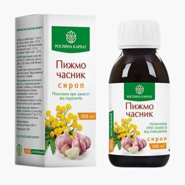 Сироп Пижма Чеснок от Рослина Карпат — натуральный препарат от паразитов