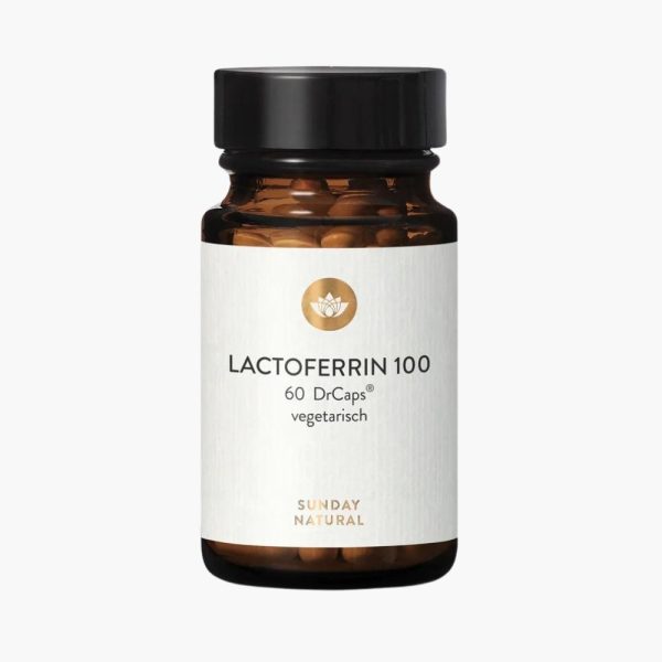 Лактоферрин, 100 мг от Sunday Natural — поддержка иммунитета и баланса железа | Lactoferrin | 60 капсул