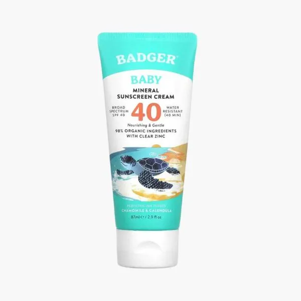 Badger, Минеральный солнцезащитный крем для детей, SPF 40, ромашка и календула, 87 мл