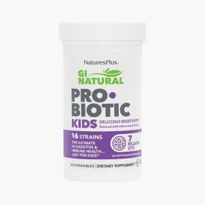 Пробіотики для дітей від 2 років | NaturesPlus GI Natural Probiotic Kids, Delicious Mixed Berry | 30 капсул