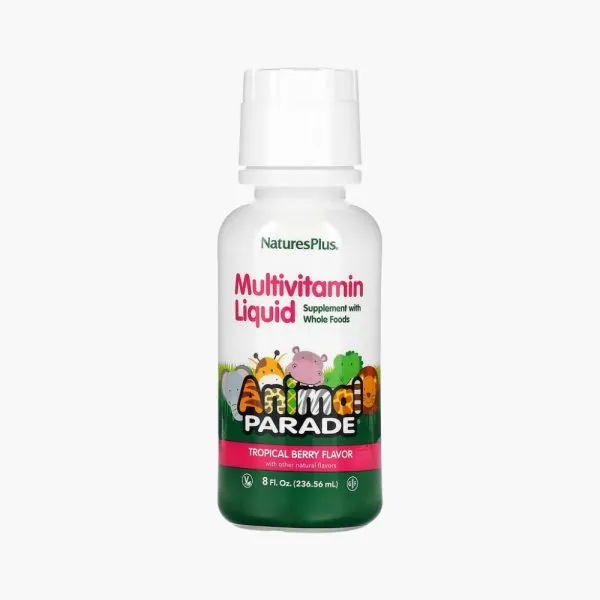 Мультивитамины для детей | NaturesPlus Animal Parade Multivitamin Liquid, Tropical Berry 236.56 ml