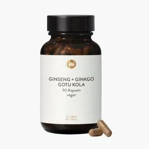 Комплекс гінкго + женьшень + готу кола | Ginkgo, Ginseng Gotu Kola Complex Sunday Natural | 90 капсул
