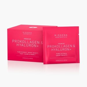 Колаген від Biogena з гіалуроновою кислотою | Cмак вишні та рози | Premium ProKollagen and Hyaluron+ Biogena Kirsch-Rose-Geschmack | 15 саше