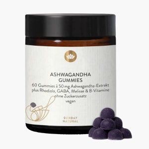 Екстракт ашваганди – жувальні пастилки з GABA, родіолою та мелісою | Sunday Natural Ashwagandha Calm Gummies | 60 пастилок