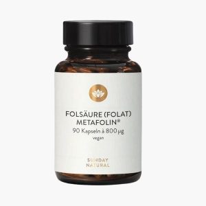 Фолиевая кислота 800 мкг L-метилфолат | Folic acid (folate) metafolin 800μg Sunday Natural | 120 капсул