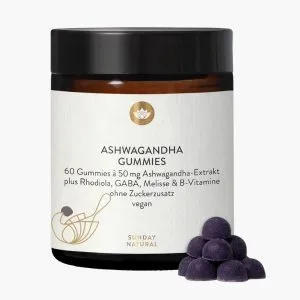 Экстракт ашваганды – жевательные пастилки с ГАМК, родиолой и мелиссой | Sunday Natural Ashwagandha Calm Gummies | 60 пастилок